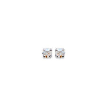 Boucles d'oreille puces en argent et cristal de Swarovski irisé 3 mm - Lyn&Or Bijoux