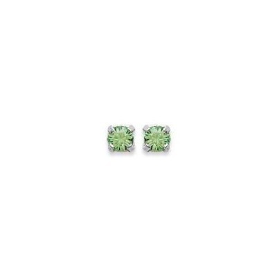 Boucles d'oreille puces en argent et cristal de Swarovski vert pâle 3 mm - Lyn&Or Bijoux