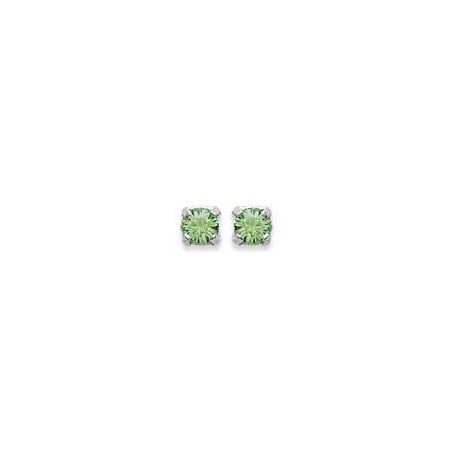 boucles d'oreilles puces en argent et cristal de Swarovski vert pâle 3 mm - Lyn&Or Bijoux