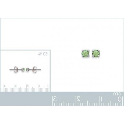 Boucles d'oreille puces en argent et cristal 3 mm, Couleur vert pâle - Lyn&Or Bijoux