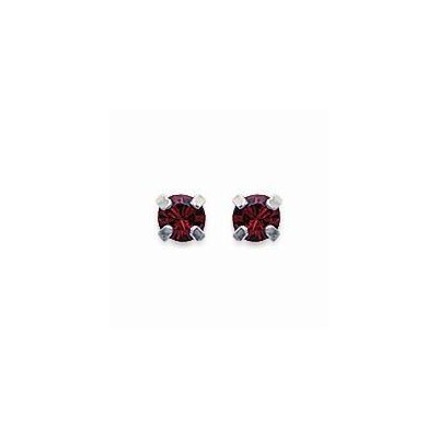 Boucles d'oreille puces en argent et cristal de Swarovski rouge 4 mm - Lyn&Or Bijoux