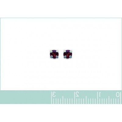 Boucles d'oreille puces en argent et cristal 4 mm, Couleur rouge - Lyn&Or Bijoux