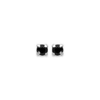 Boucles d'oreille puces en argent et cristal de Swarovski noir 4 mm - Lyn&Or Bijoux
