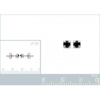 Boucles d'oreille puces en argent et cristal 4 mm, Couleur noir - Lyn&Or Bijoux