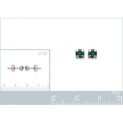 Boucles d'oreille puces en argent et cristal 4 mm, Couleur vert foncé - Lyn&Or Bijoux