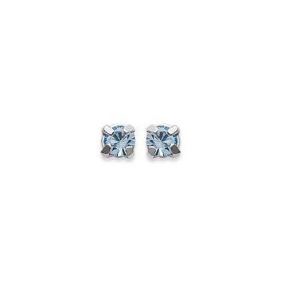 Boucles d'oreille puces en argent et cristal de Swarovski bleu ciel 4 mm - Lyn&Or Bijoux