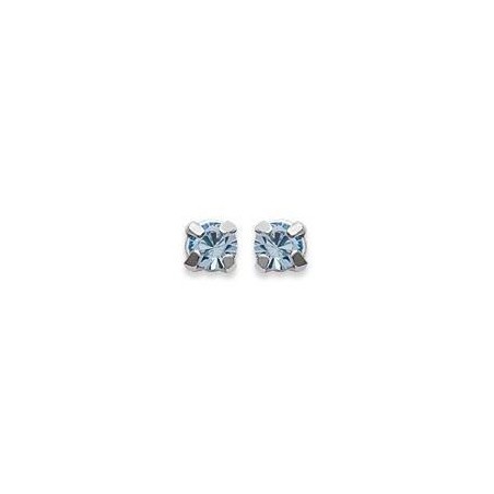 Boucles d'oreille puces en argent et cristal de Swarovski bleu ciel 4 mm - Lyn&Or Bijoux