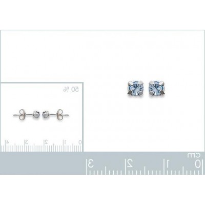 Boucles d'oreille puces en argent et cristal 4 mm, Couleur bleu clair - Lyn&Or Bijoux
