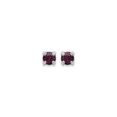 Boucles d'oreille puces en argent et cristal de Swarovski violet 4 mm - Lyn&Or Bijoux