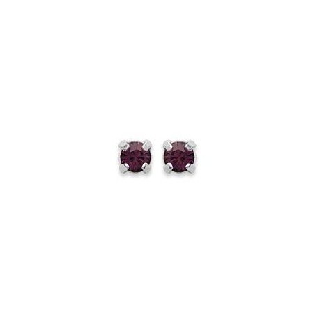 Boucles d'oreille puces en argent et cristal de Swarovski violet 4 mm - Lyn&Or Bijoux