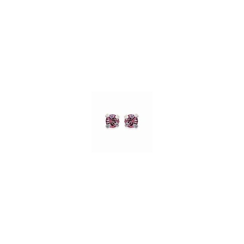 Boucles d'oreille puces en argent et cristal de Swarovski rose 4 mm - Lyn&Or Bijoux