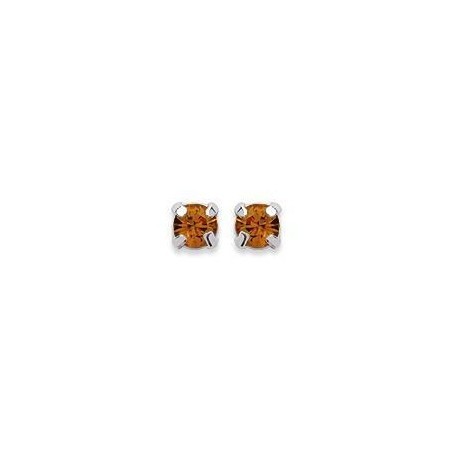 Boucles d'oreille puces en argent et cristal de Swarovski orange 4 mm - Lyn&Or Bijoux