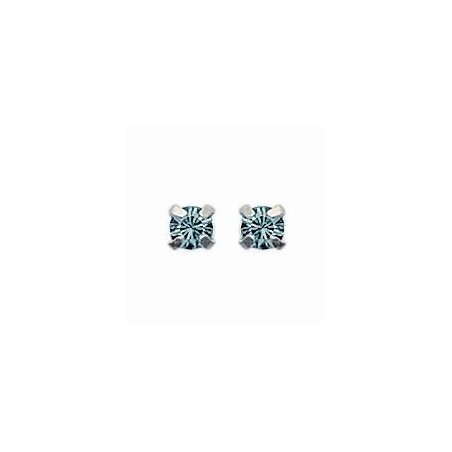 Boucles d'oreille puces en argent et cristal de Swarovski bleu glacé 4 mm - Lyn&Or Bijoux
