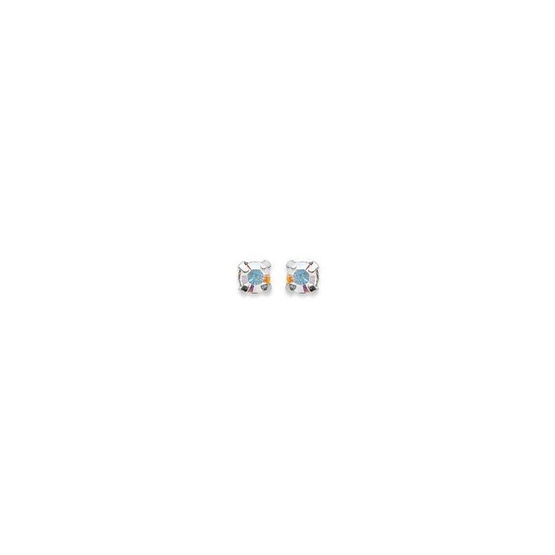 Boucles d'oreille puces en argent et cristal 4 mm, Couleur irisé - Lyn&Or Bijoux