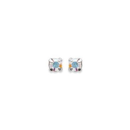 Boucles d'oreille puces en argent et cristal 4 mm, Couleur irisé - Lyn&Or Bijoux