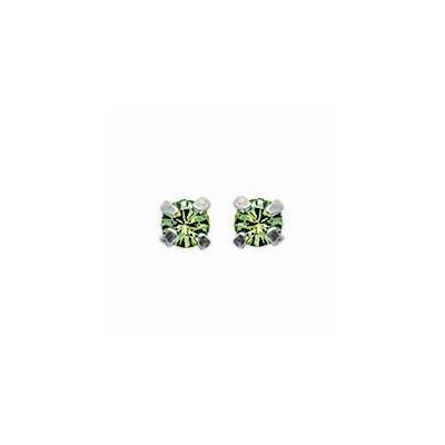 Boucles d'oreille puces en argent et cristal 4 mm, Couleur vert clair - Lyn&Or Bijoux