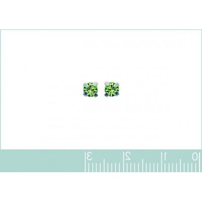 Boucles d'oreille puces en argent et cristal de Swarovski vert clair 4 mm - Lyn&Or Bijoux