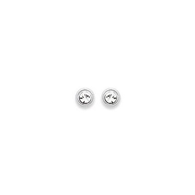boucles d'oreilles femme & enfant en argent, cristal blanc microserti 2 mm - Lyn&Or Bijoux
