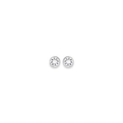 Boucles d'oreille puces argent, cristal blanc microserti 3 mm - Lyn&Or Bijoux