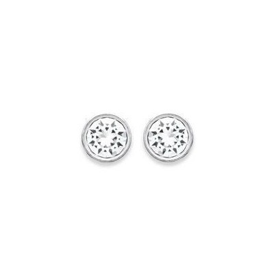 Boucles d'oreille puces argent, cristal blanc microserti 6 mm - Lyn&Or Bijoux