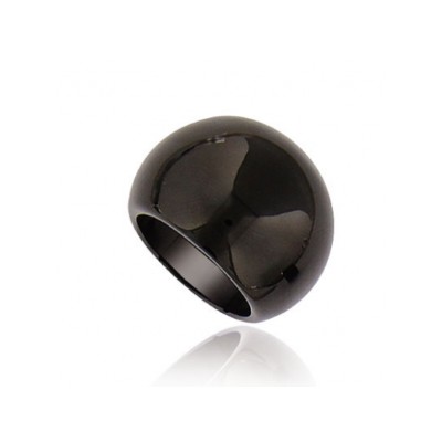 Grosse bague pour femme en acier noir - Gaudron - Lyn&Or Bijoux