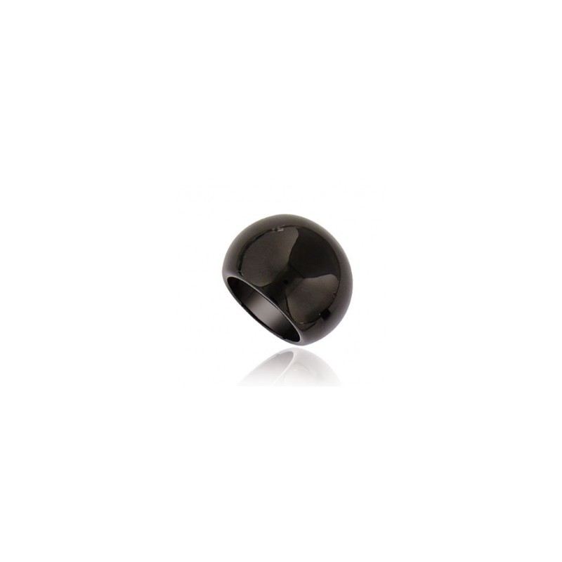 Grosse bague pour femme en acier noir - Gaudron - Lyn&Or Bijoux