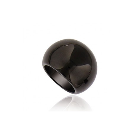 Grosse bague pour femme en acier noir - Gaudron - Lyn&Or Bijoux