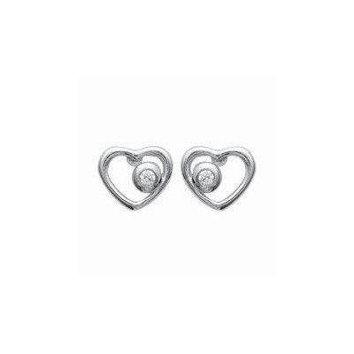 boucles d'oreilles fille, argent rhodié et zircon - Coeur - Lyn&Or Bijoux
