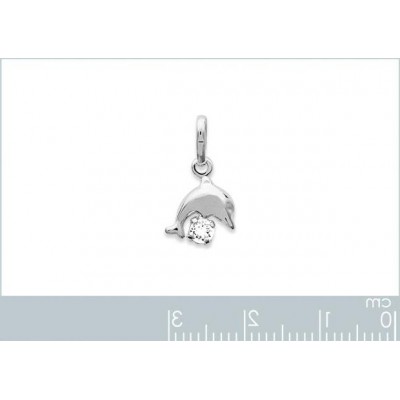 Pendentif collier pour enfant en argent et cristal blanc, Dauphin - Lyn&Or Bijoux
