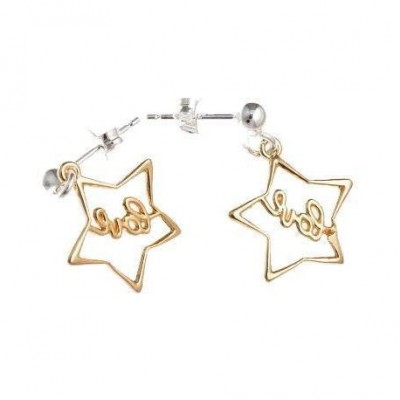 Boucles d'oreille femme, étoile en argent bicolore - Love - Lyn&Or Bijoux