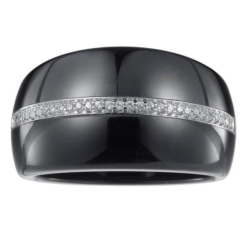 Bague Noire style Gaudron, pour femme en céramique, T52 - Miranda - Lyn&Or Bijoux