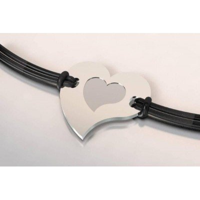 Bracelet coeur en argent et acier par CabaneTchanque, 11 coloris