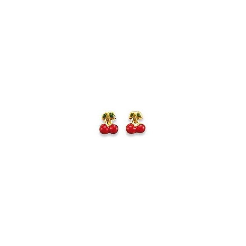 boucles d'oreilles pour fille en or, Cerises rouges - Chéries Cherry - Lyn&Or Bijoux