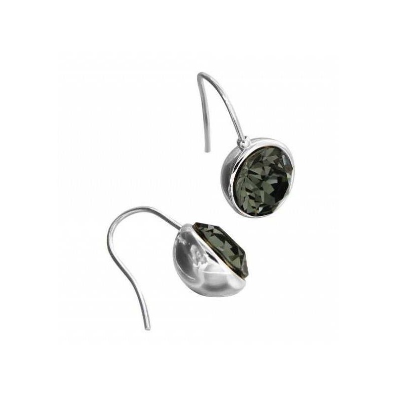 Boucles d'oreille créateur femme, en argent & Swarovski Noir - Boules - Lyn&Or Bijoux