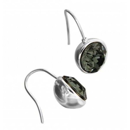 boucles d'oreilles créateur femme, en argent & Swarovski Noir - Boules - Lyn&Or Bijoux