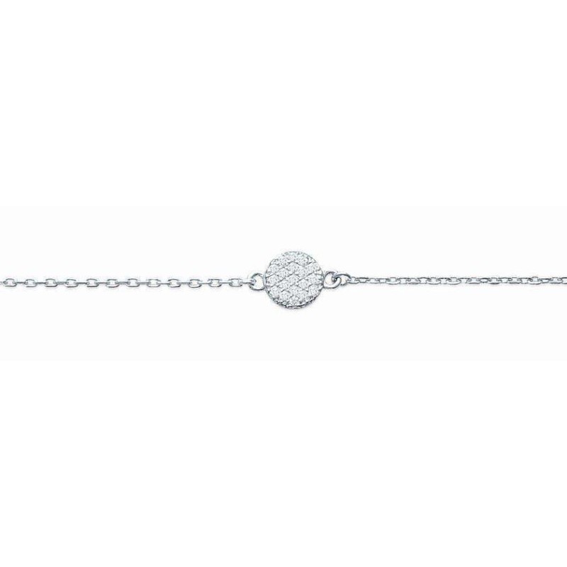 Bracelet argent pour femme, rond zircon Bracelet argent pour femme, rond zircon