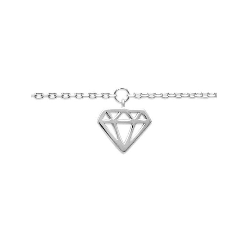 Chaîne de cheville femme en argent 925 rhodié, Diamant Chaîne de cheville femme en argent 925 rhodié, Diamant