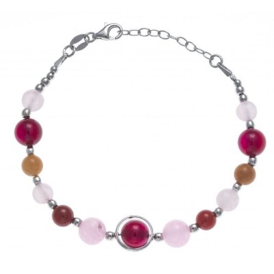 Bracelet femme, pierres d'agate, cornaline, aventurine - Amaya - Lyn&Or Bijoux