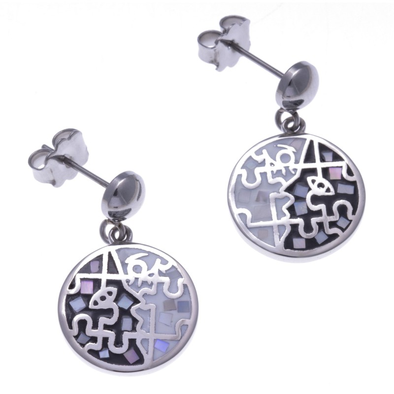 Boucles d'oreilles Odena, en acier, émail pour femme Boucles d'oreilles Odena, en acier, émail pour femme