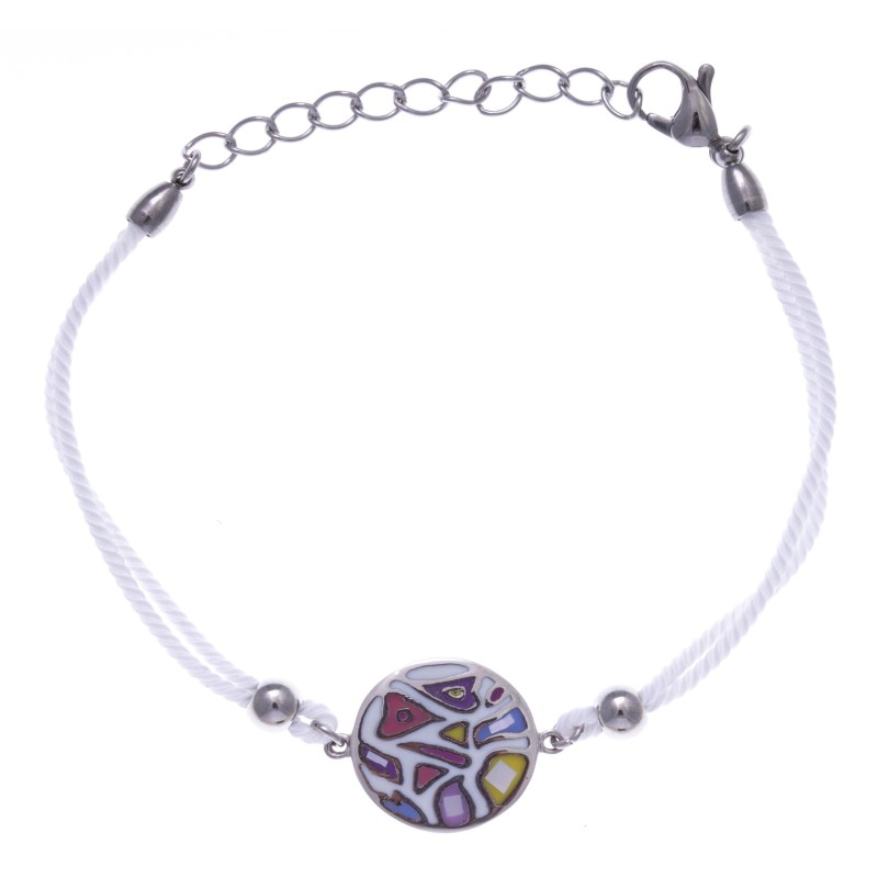 Bracelet de créateur: cordon, acier, émail pour femme, marque odena Bracelet de créateur: cordon, acier, émail pour femme, marque odena