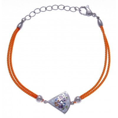 Bracelet Odena en acier, émail avec cordon orange pour femme - Eden - Lyn&Or Bijoux