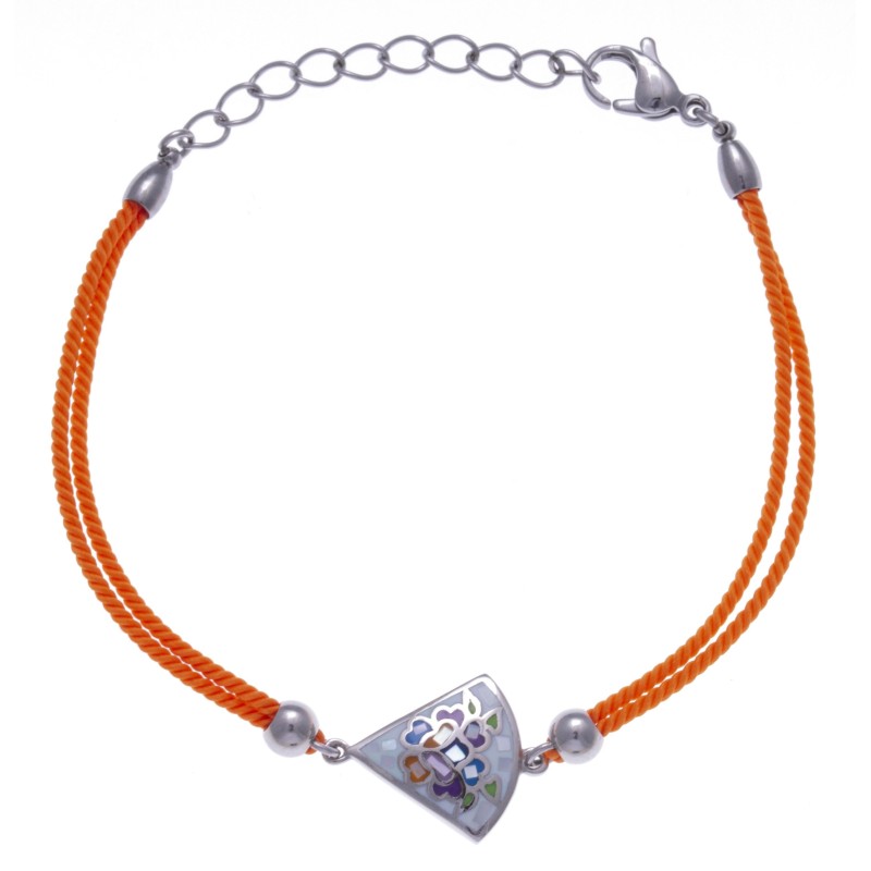 Bracelet en acier, émail avec cordon orange, Eden Bracelet en acier, émail avec cordon orange, Eden