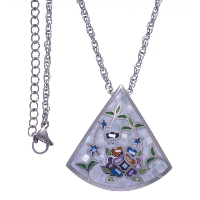 Collier femme de marque de créateur Odena, en acier, émail blanc Collier femme de marque de créateur Odena, en acier, émail blanc