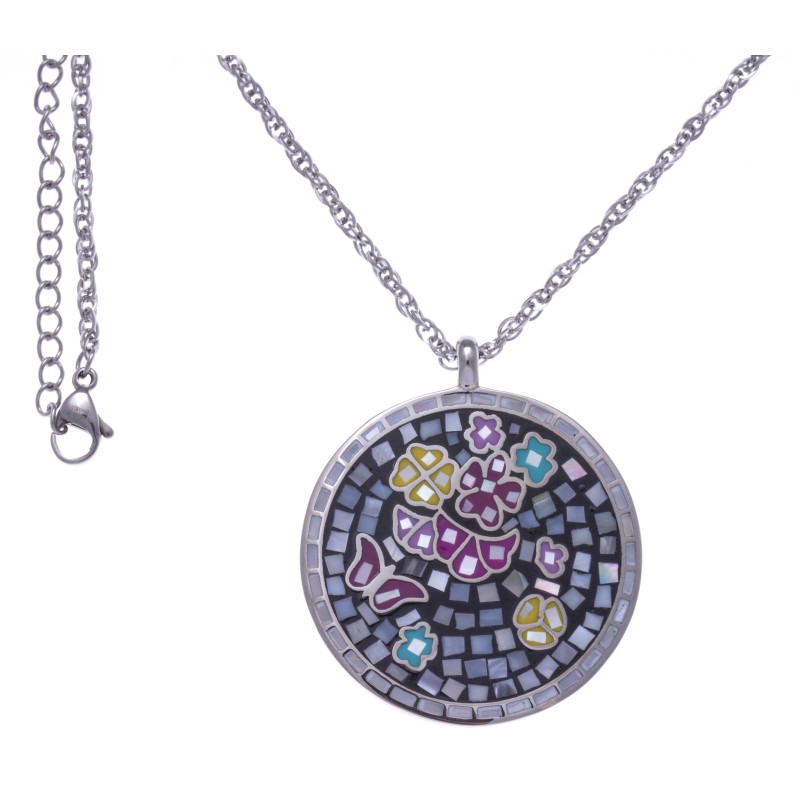 Collier & pendentif Odena, acier, émail noir, Papillon pour femme Collier & pendentif Odena, acier, émail noir, Papillon pour femme