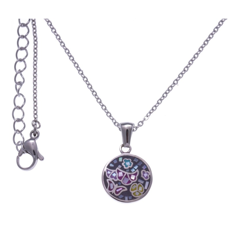 Collier ras de cou Odena pour femme, acier, émail noir, Papillon Collier ras de cou Odena pour femme, acier, émail noir, Papillon