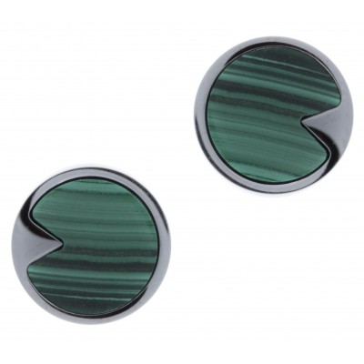 Boucles d'oreille en pierre naturelle pour femme - Acier & Malachite verte - Lyn&Or Bijoux