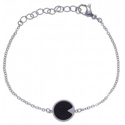 Bracelet pour femme en acier et pierre naturelle d'Onyx noire - Lyn&Or Bijoux