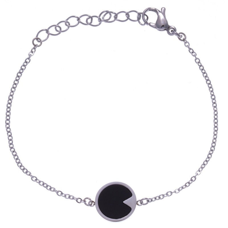 Bracelet acier femme, pierres naturelles, Onyx noir Bracelet acier femme, pierres naturelles, Onyx noir