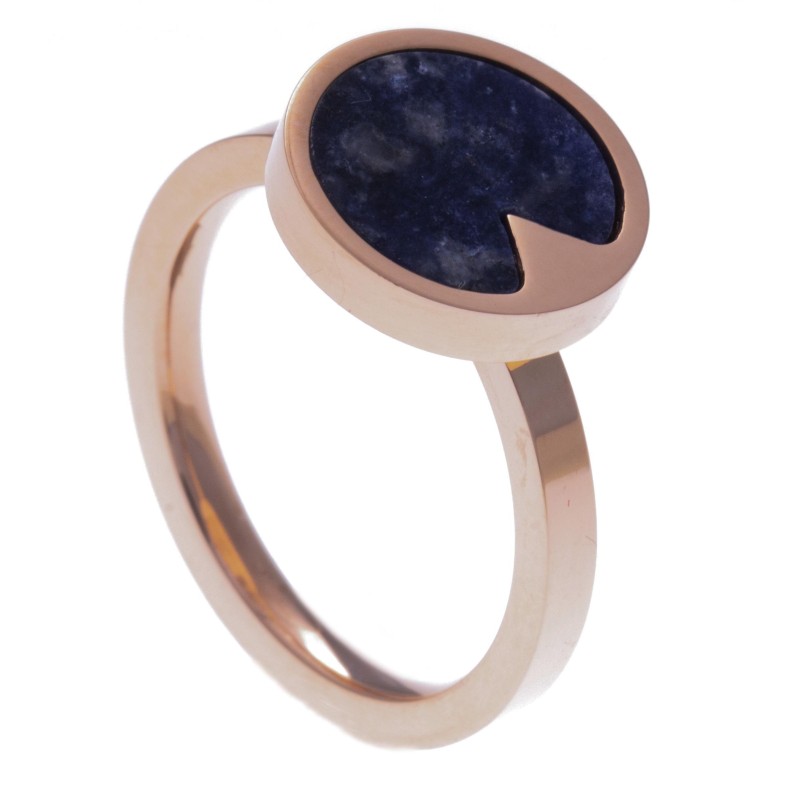 Bague en acier rose femme, pierres fines, Sodalite bleue Bague en acier rose femme, pierres fines, Sodalite bleue