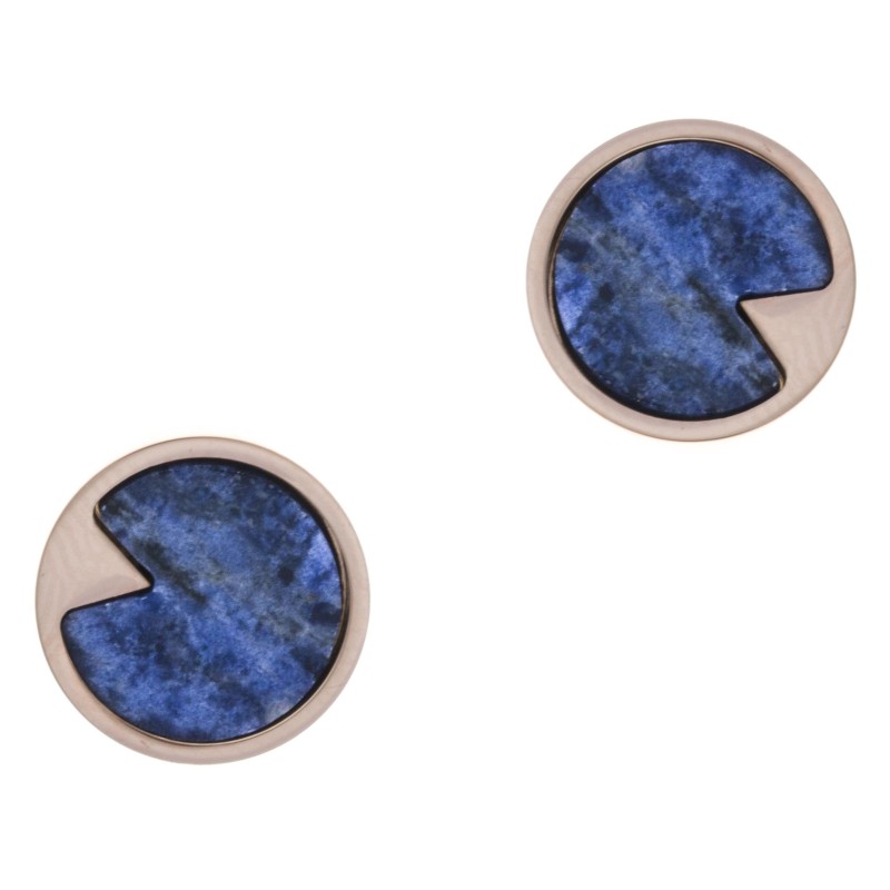 Boucles d'oreille acier rose femme, Sodalite bleue Boucles d'oreille acier rose femme, Sodalite bleue